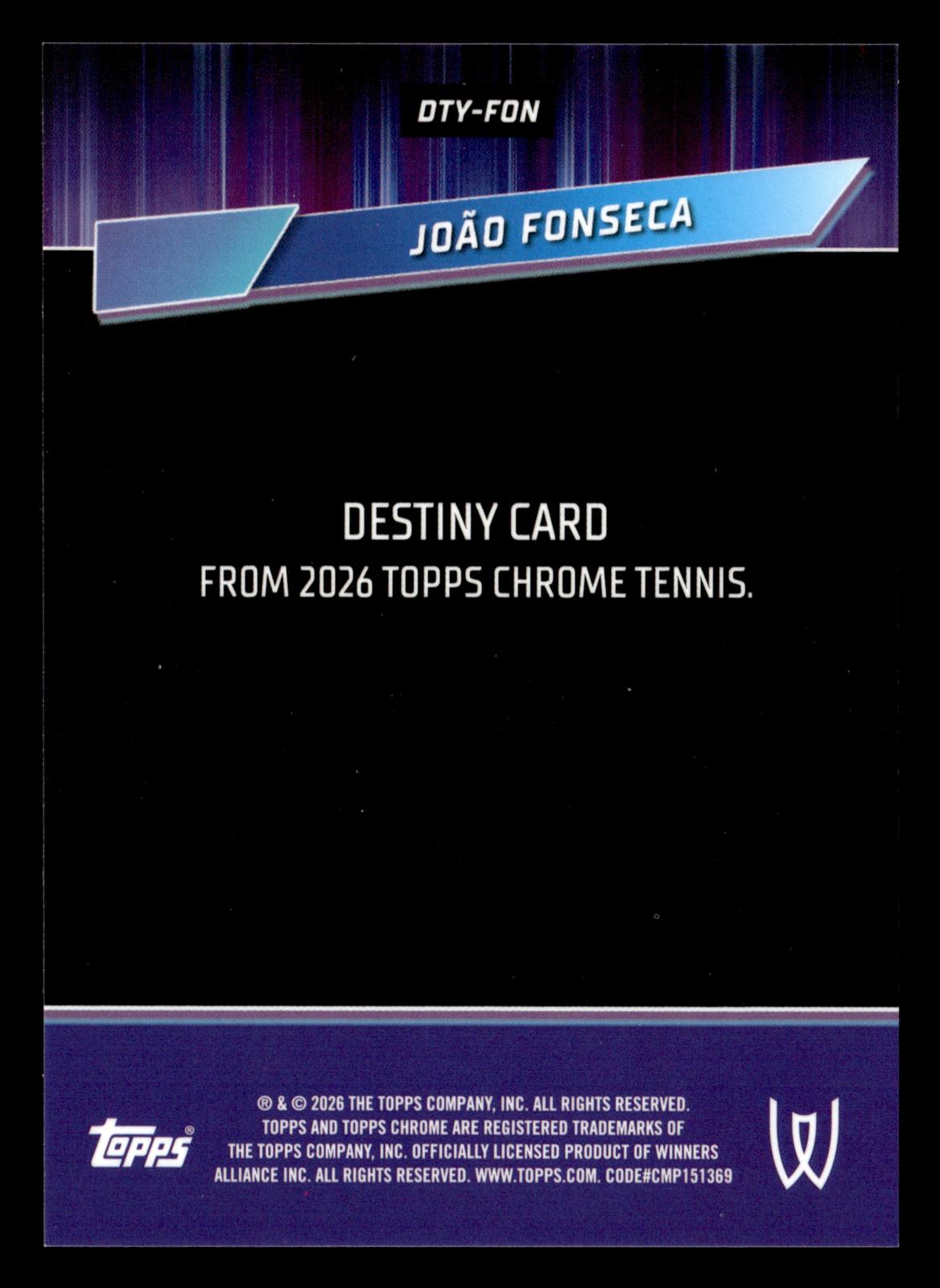2026 Topps Chrome #DTY-FON João Fonseca Destiny Gold Geometric Refractor #/50