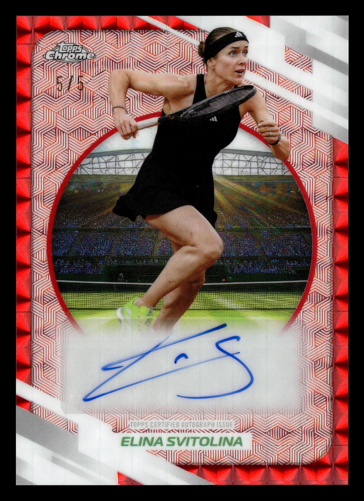 2026 Topps Chrome #AO-ESA Elina Svitolina Base Auto I Red Geo Refractor #/5