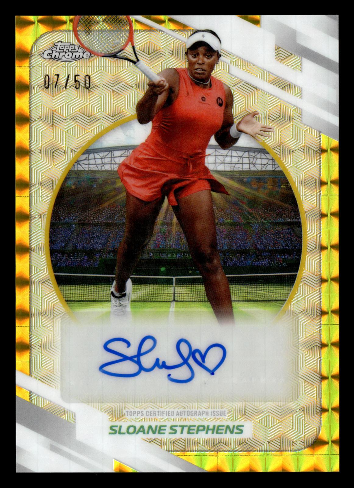 2026 Topps Chrome #AO-SSS Sloane Stephens Base Auto I Gold Geo Refractor #/50