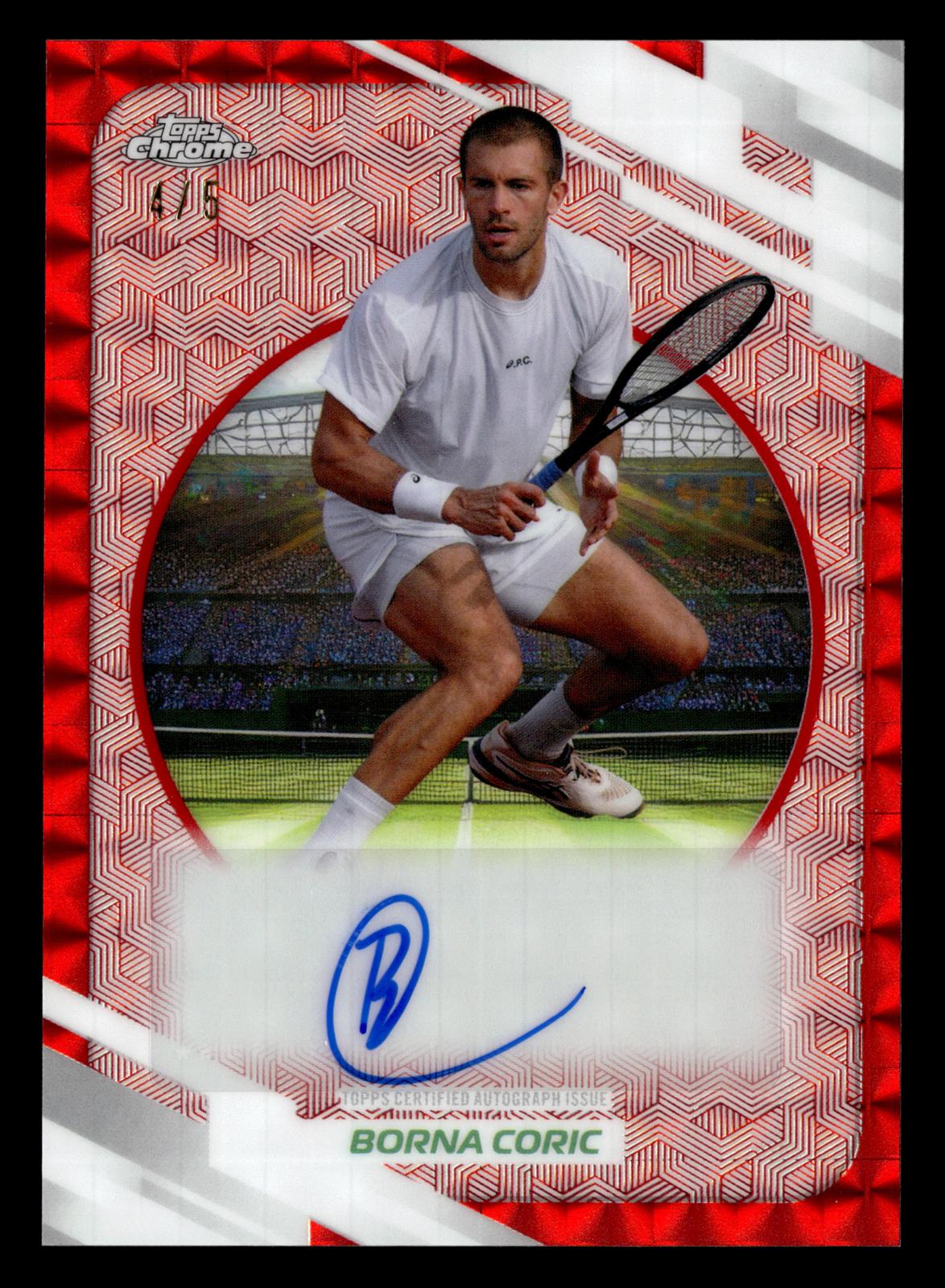 2026 Topps Chrome #AT-BCC Borna Coric Base Auto II Red Geometric Refractor #/5