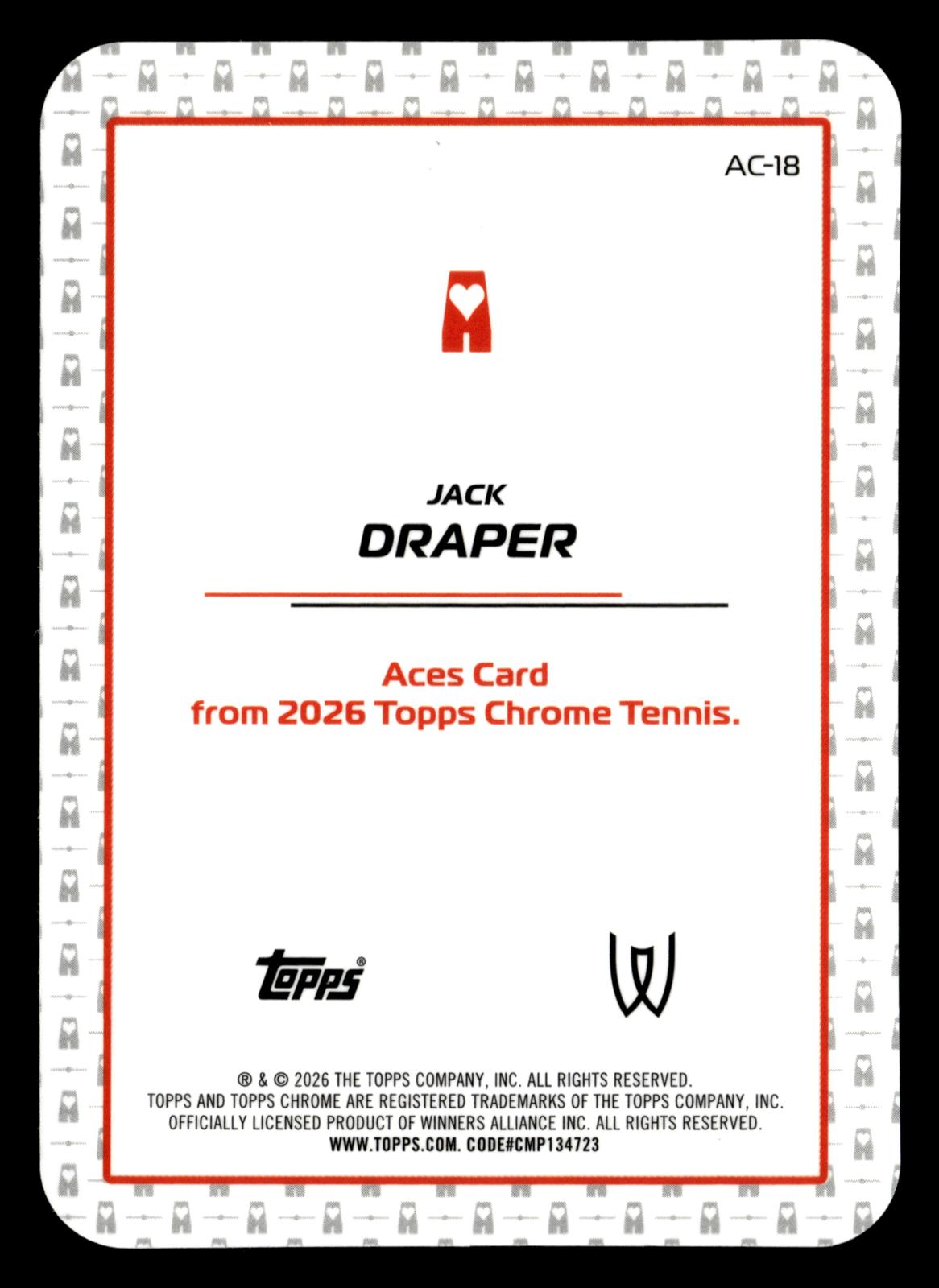 2026 Topps Chrome #AC-18 Jack Draper Aces