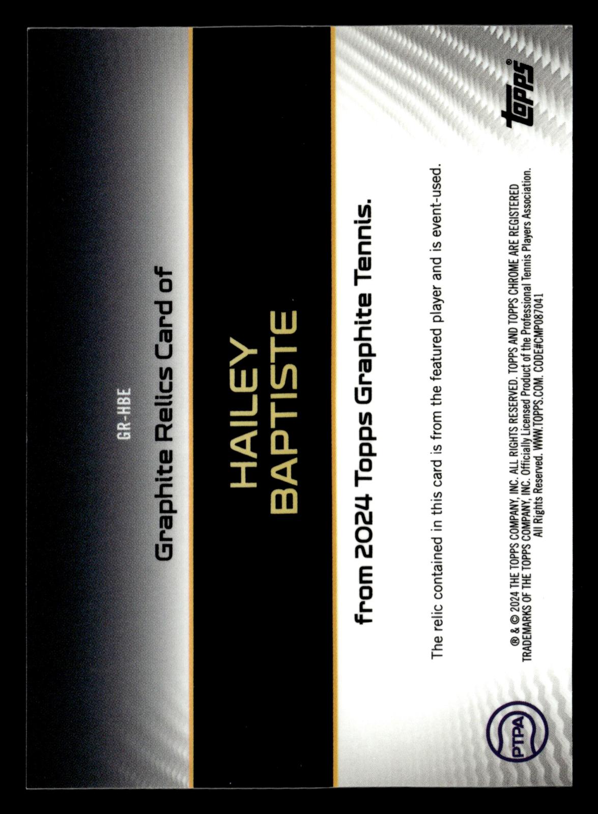 2024 Topps Graphite #GR-HBE Hailey Baptiste Graphite Relics