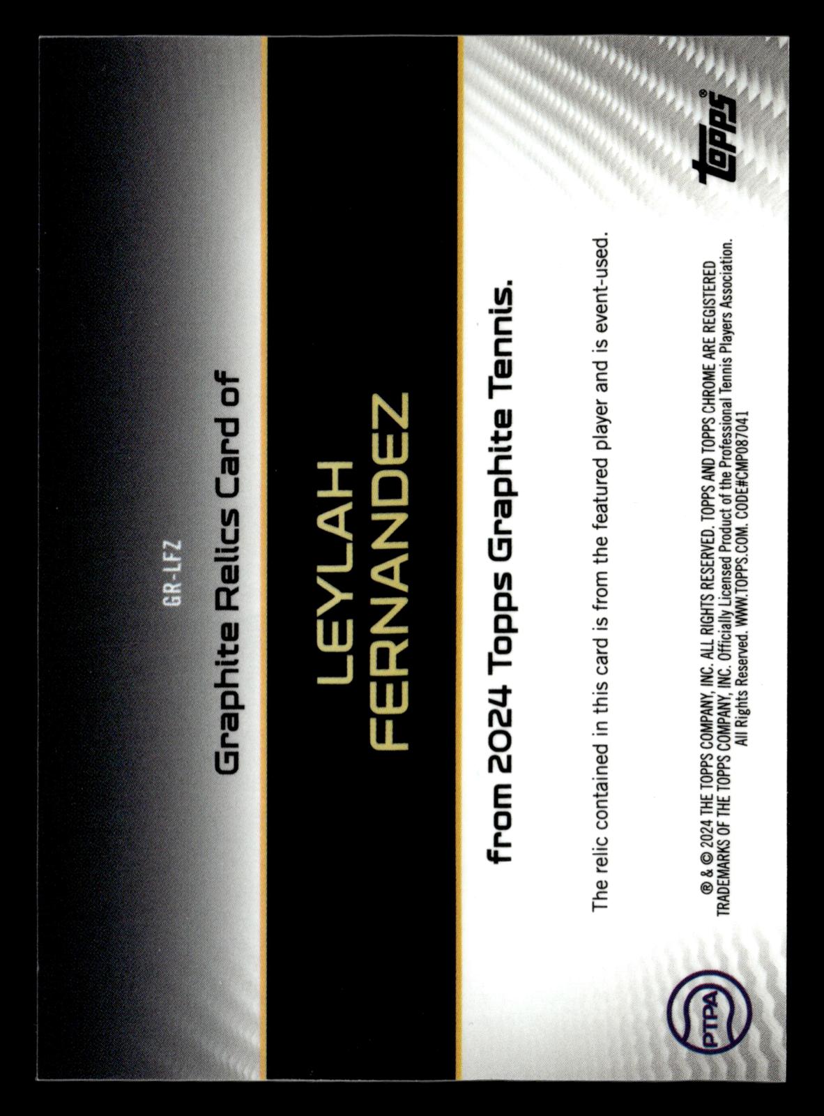 2024 Topps Graphite #GR-LFZ Leylah Fernandez Graphite Relics