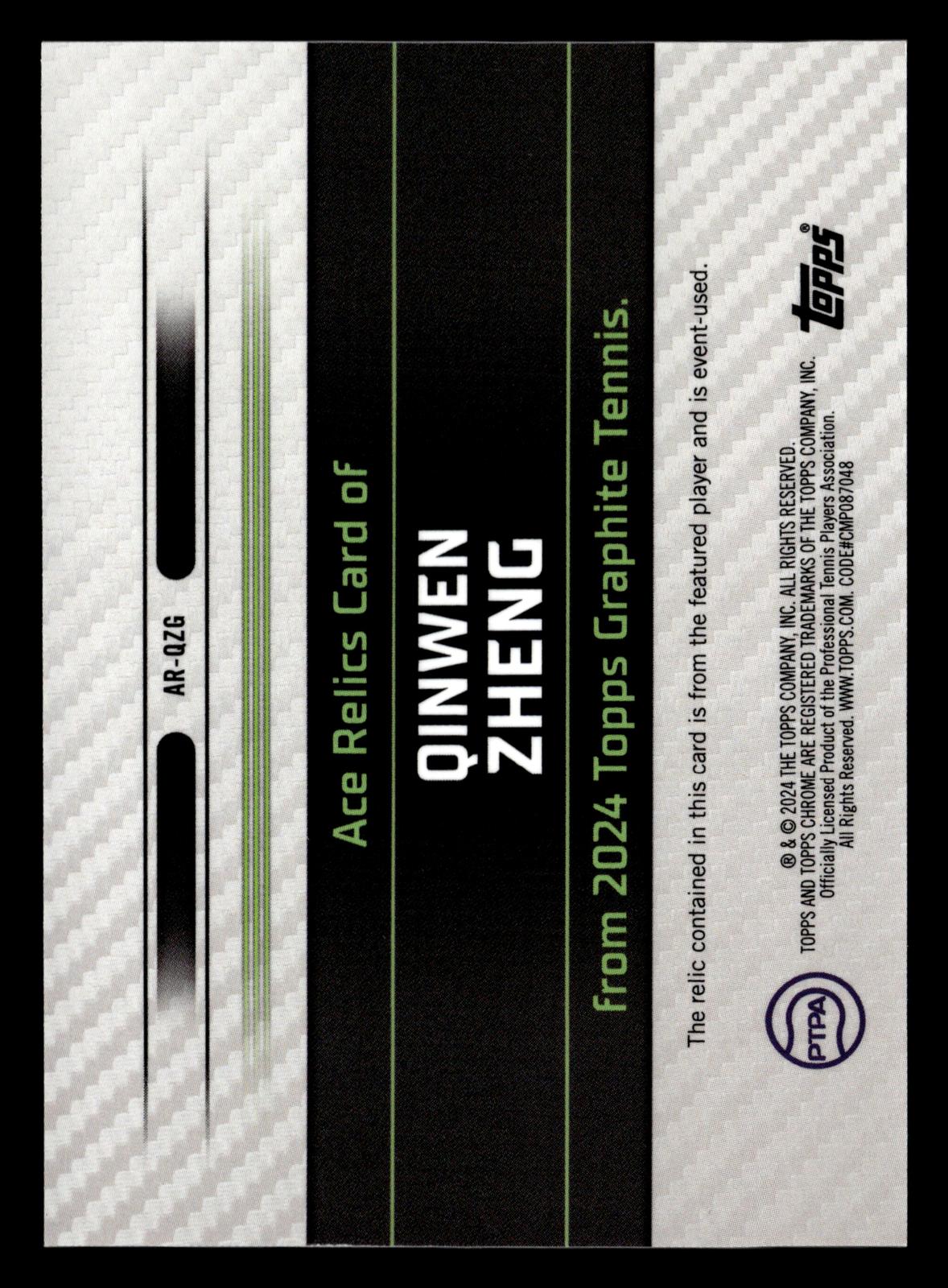 2024 Topps Graphite #AR-QZG Qinwen Zheng Ace Relics