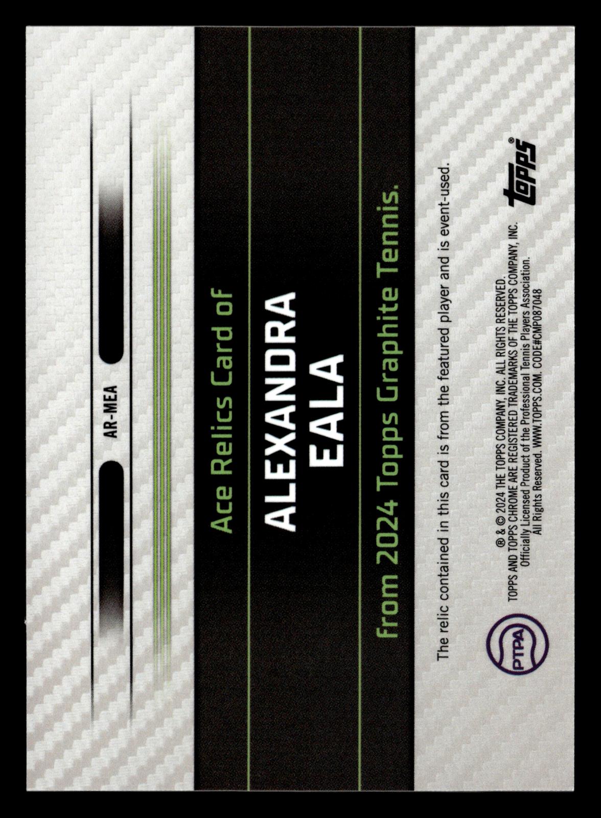 2024 Topps Graphite #AR-MEA Alexandra Eala Ace Relics Blue Refractor #/50