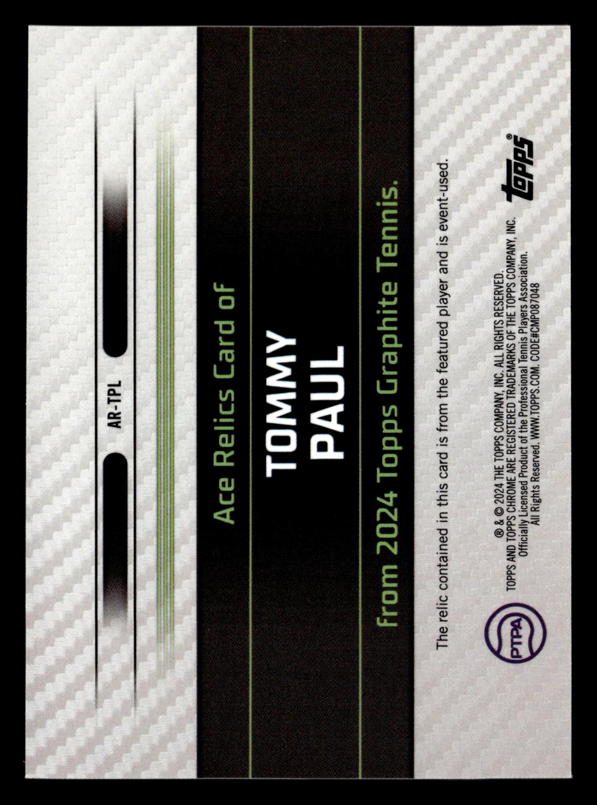 2024 Topps Graphite #AR-TPL Tommy Paul Ace Relics Blue Refractor #/50