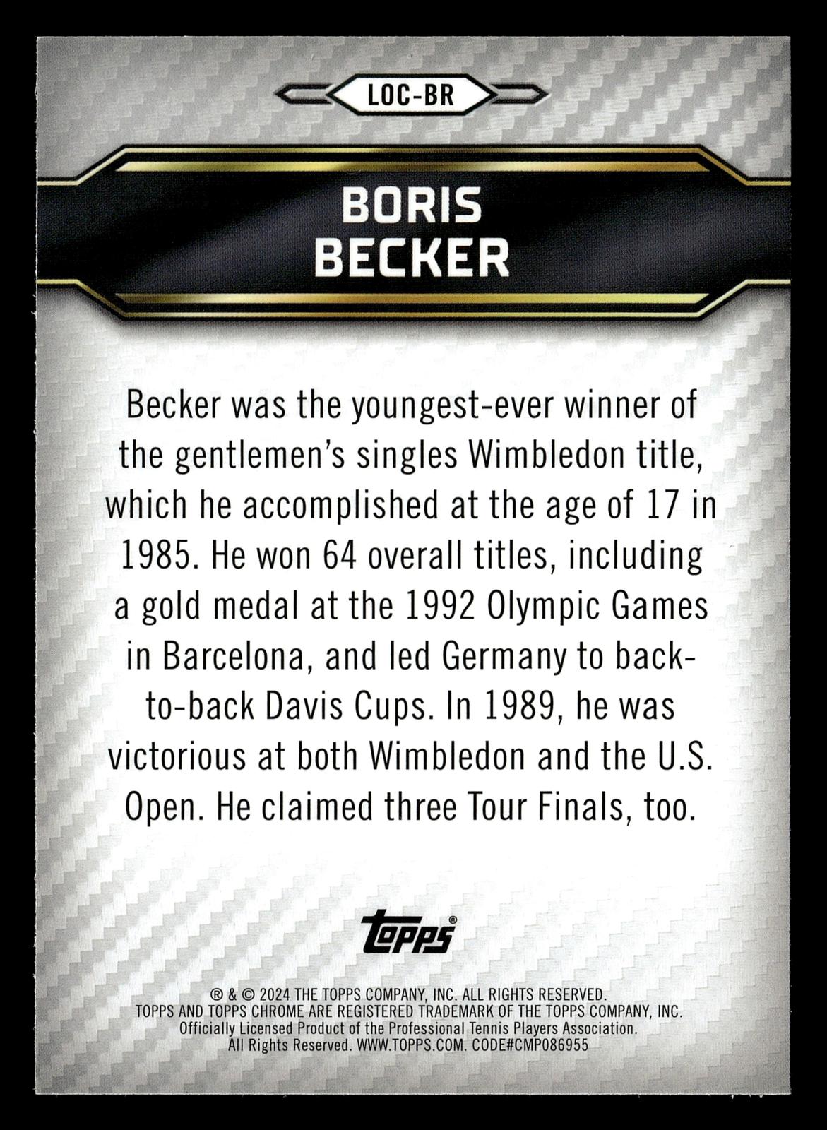 2024 Topps Graphite #LOC-BR Boris Becker Legends of the Court Blue Ref #/50