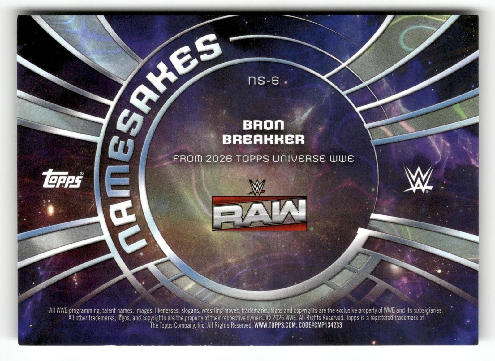 2026 Topps Universe WWE #NS-6 Bron Breakker Namesakes