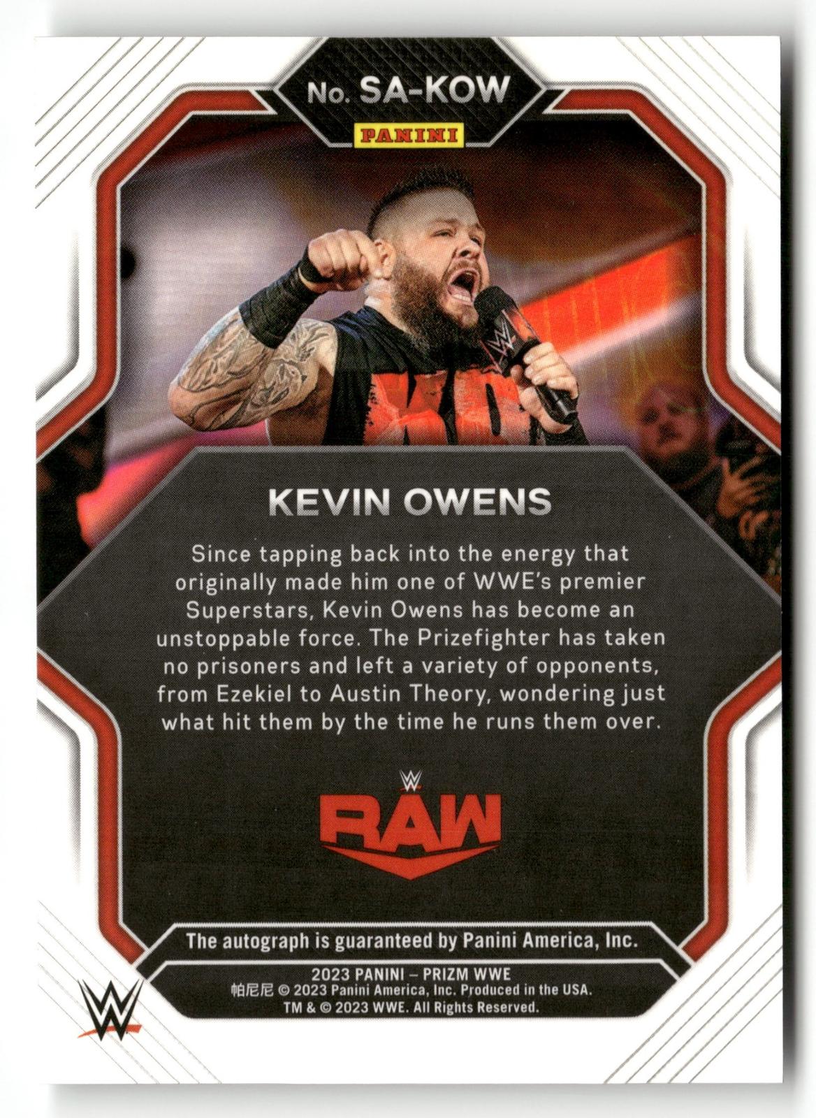 2023 Panini Prizm WWE #SA-KOW Kevin Owens Superstar Autographs