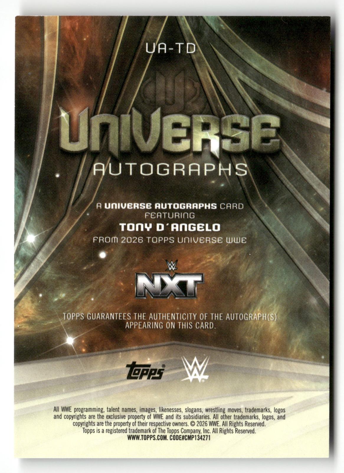 2026 WWE Topps Universe UA-TD Tony D'angelo Auto