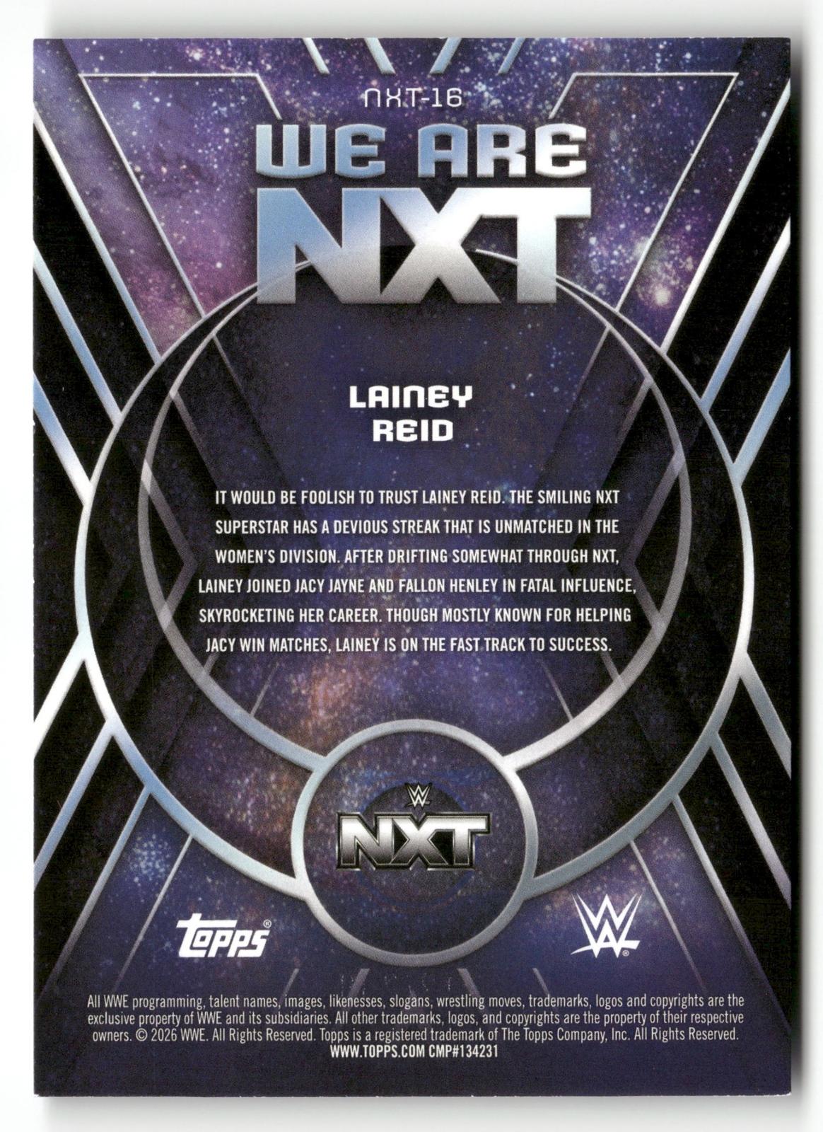 2026 Topps Universe WWE #NXT-16 Lainey Reid We Are NXT /299