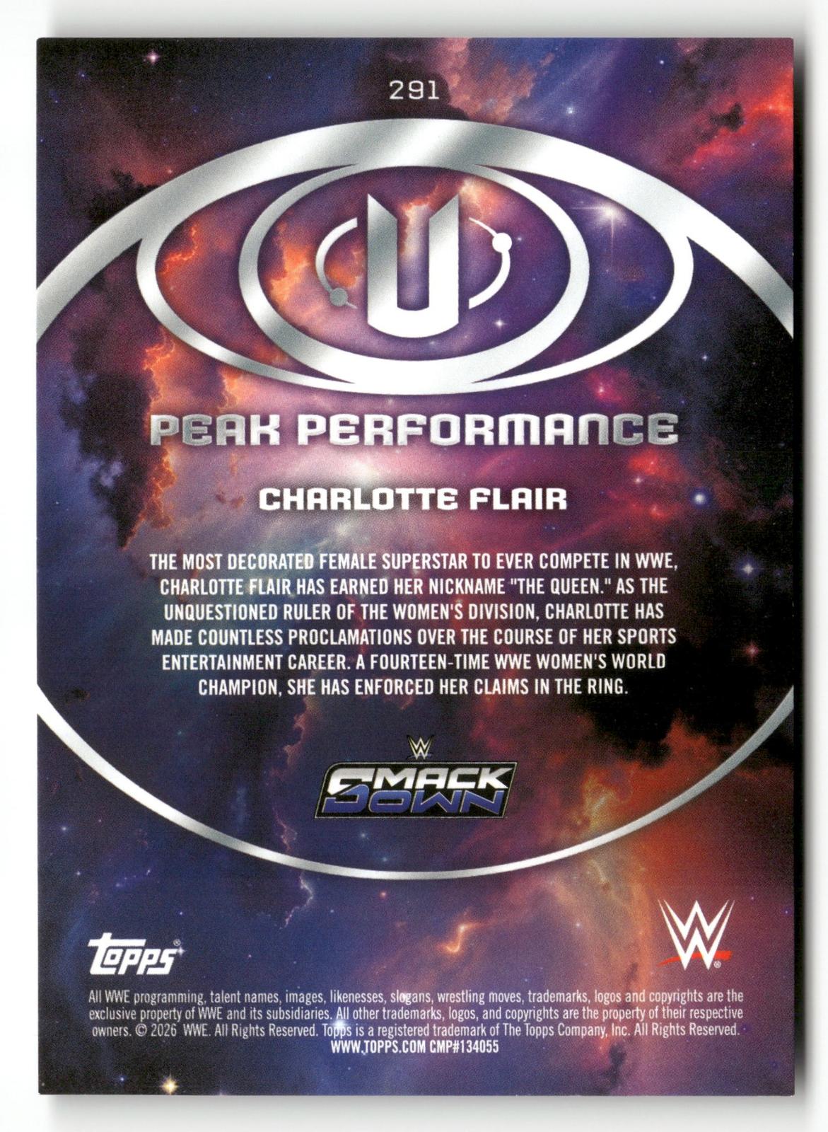 2026 Topps Universe WWE #291 Charlotte Flair Peak Performance /50