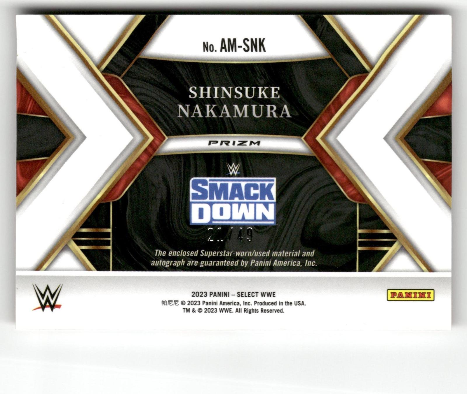 2023 Panini Select WWE #AM-SNK Shinsuke Nakamura Autographed Memorabilia /49