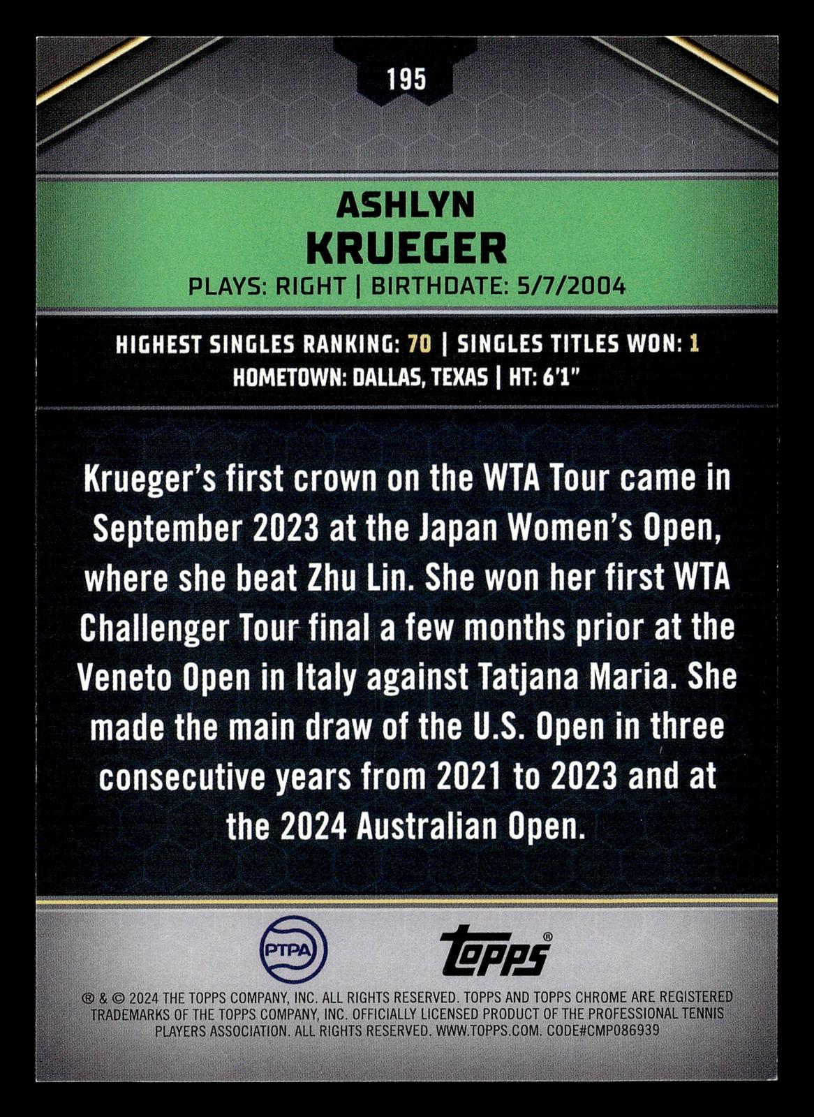 2024 Topps Graphite #195 Ashlyn Krueger Gold Refractor #/25