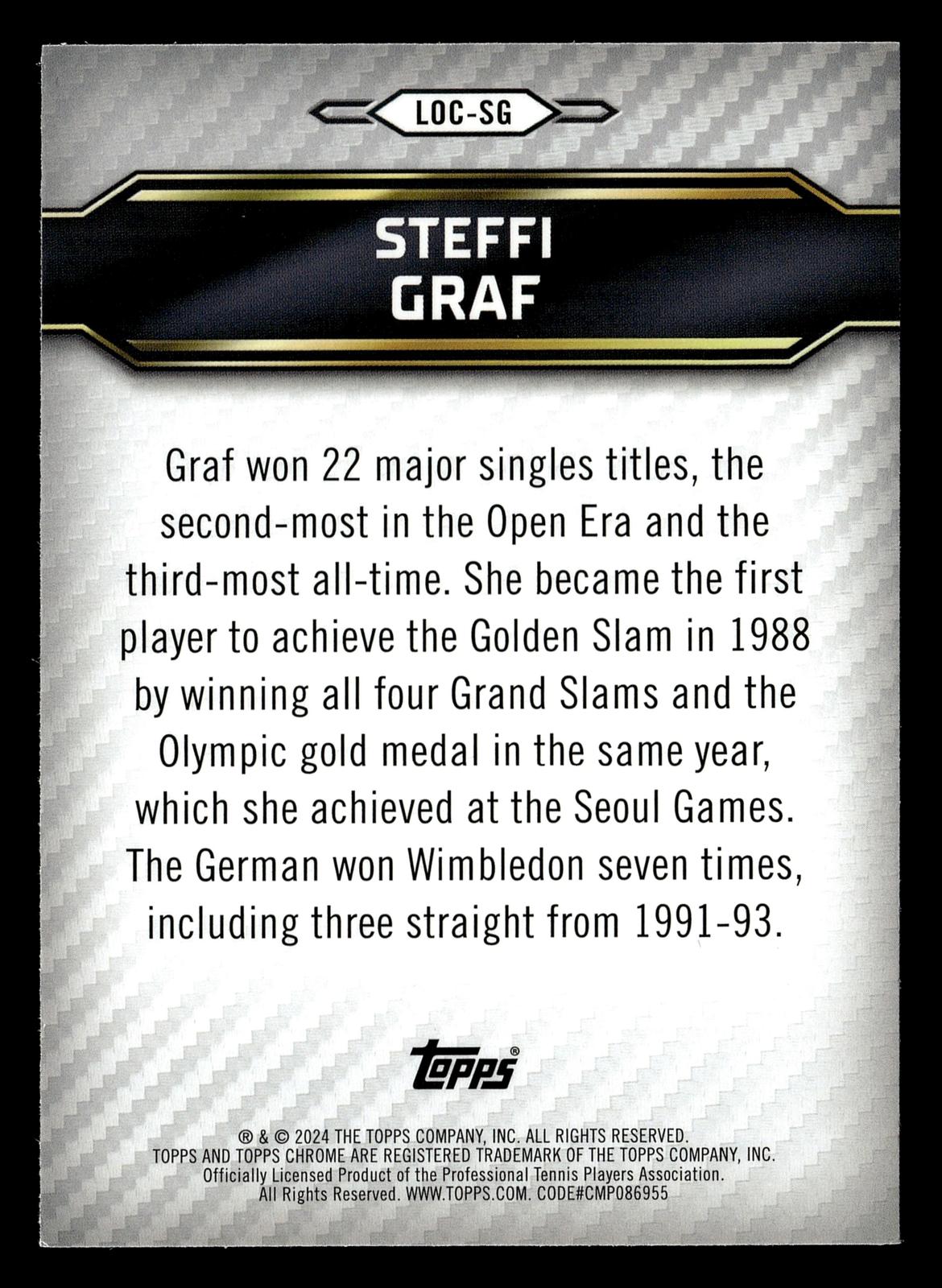 2024 Topps Graphite #LOC-SG Steffi Graf Legends of the Court Aqua Ref #/199