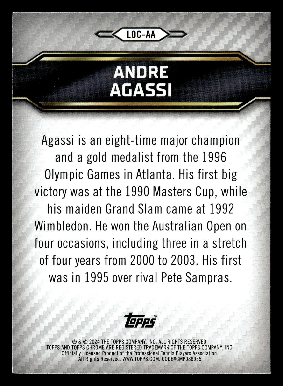 2024 Topps Graphite #LOC-AA Andre Agassi Legends of the Court Blue Ref #/50
