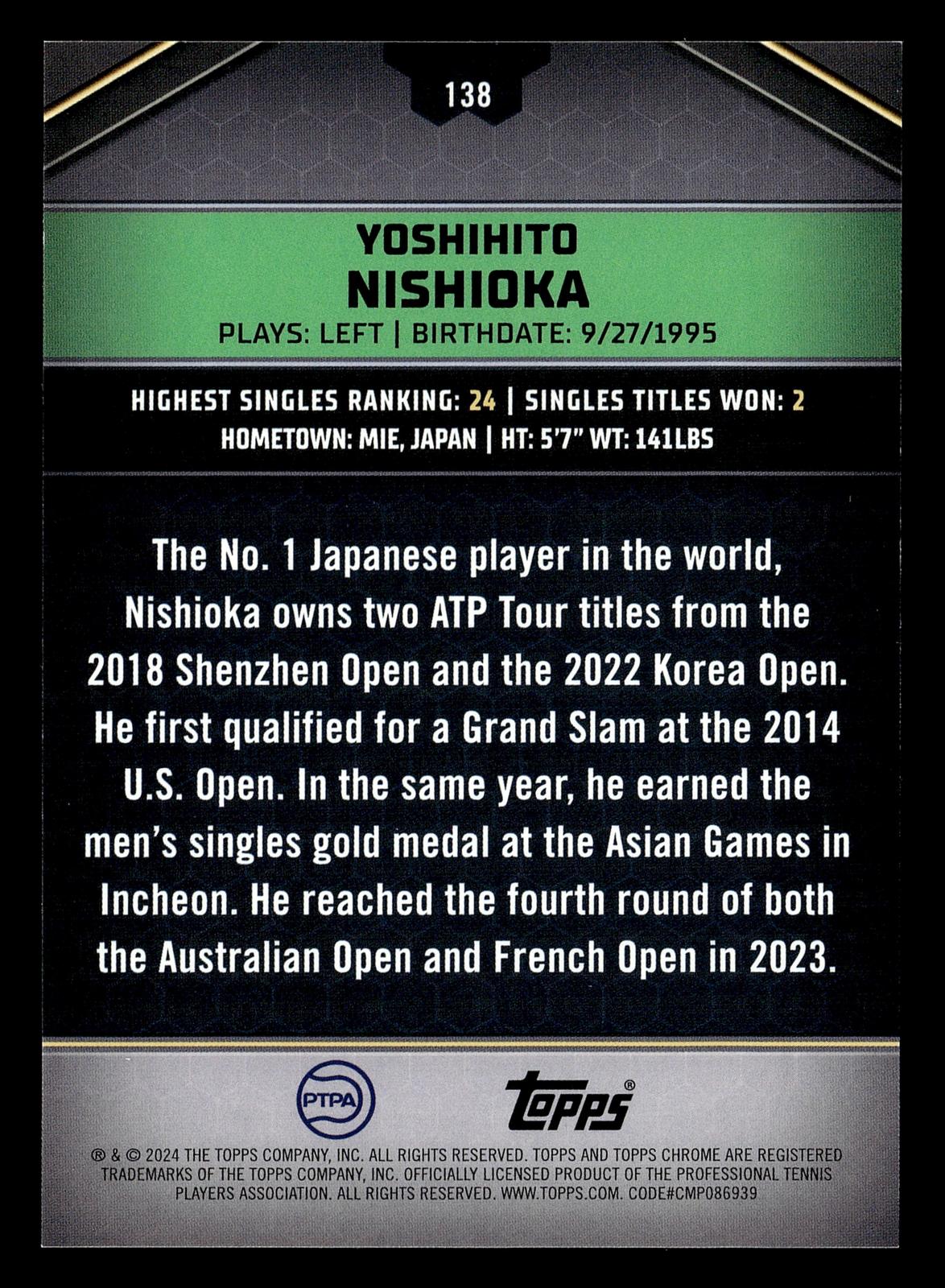 2024 Topps Graphite #138 Yoshihito Nishioka Gold Refractor #/25