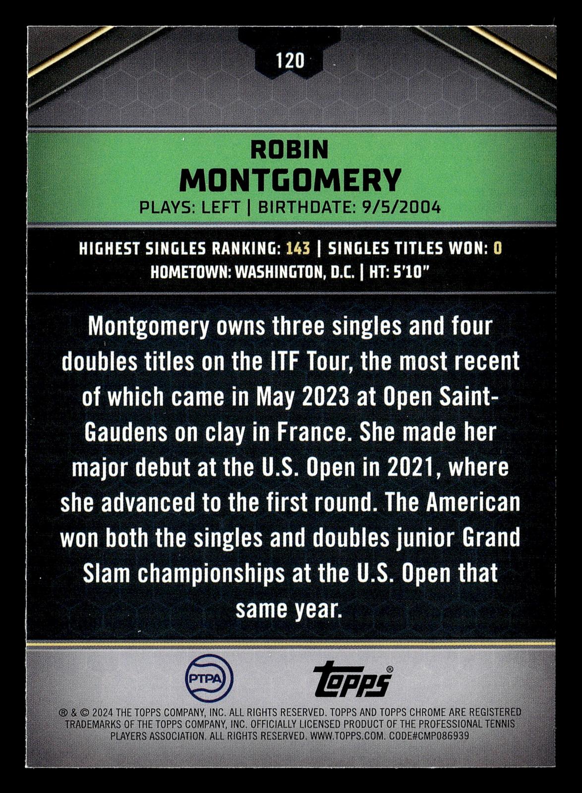 2024 Topps Graphite #120 Robin Montgomery Blue Refractor #/50