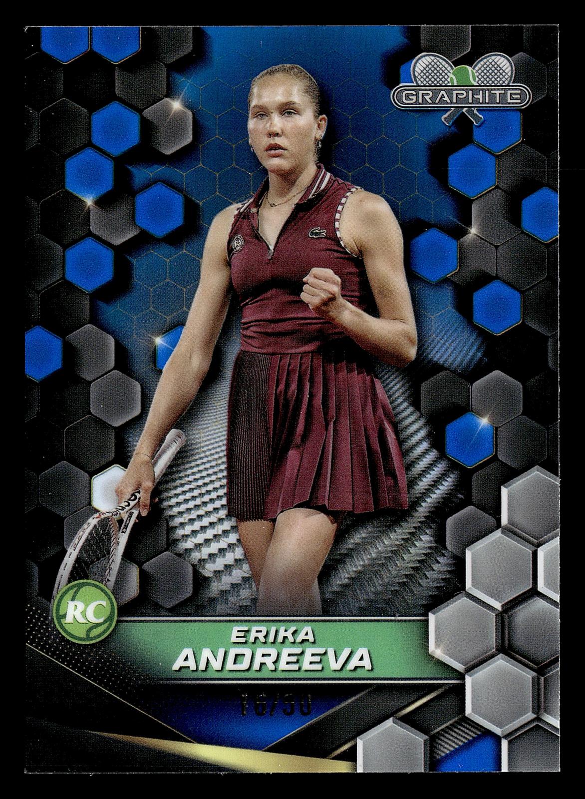 2024 Topps Graphite #131 Erika Andreeva Blue Refractor #/50