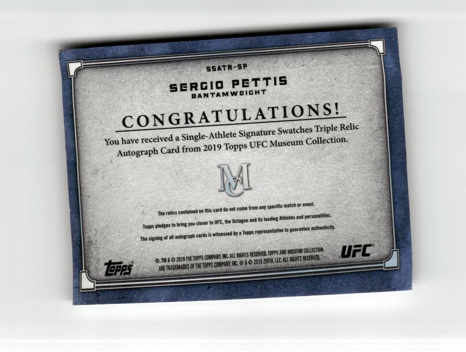 2019 Topps UFC Museum #SSATR-SP Sergio Pettis SS Triple Relic Auto #/120