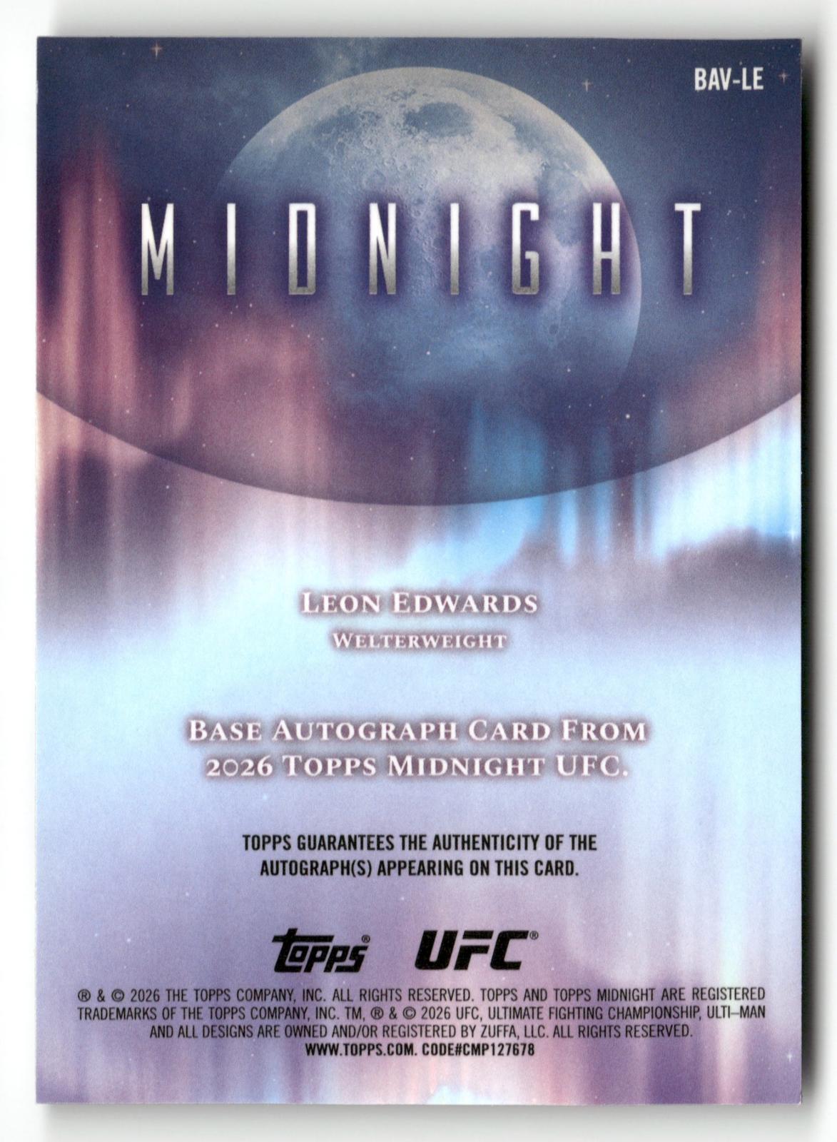 2026 Midnight UFC #BAV-LE Leon Edwards Autograph