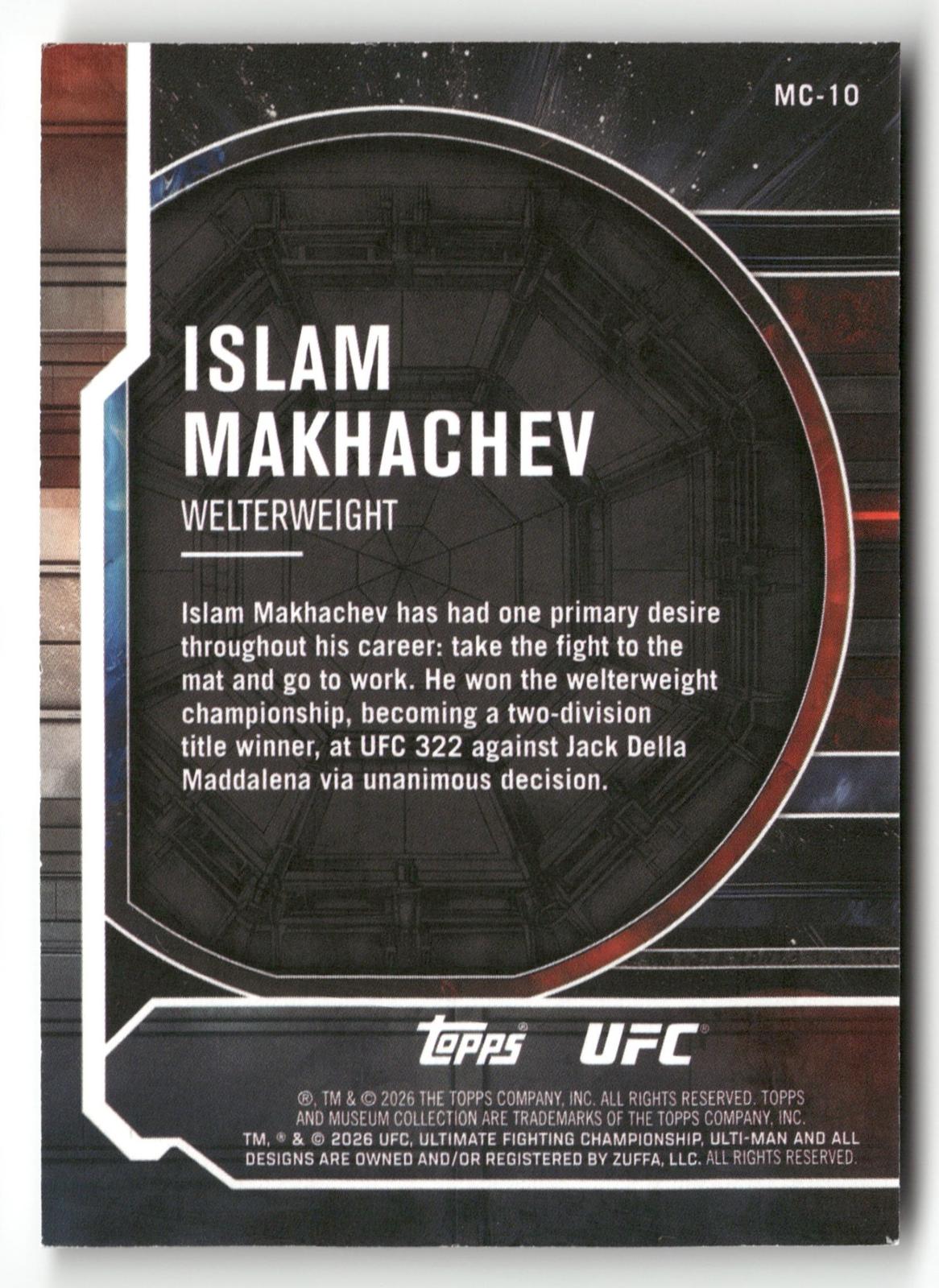 2026 Topps Knockout UFC #MC-10 Islam Makhachev Museum Collection Blue #/50