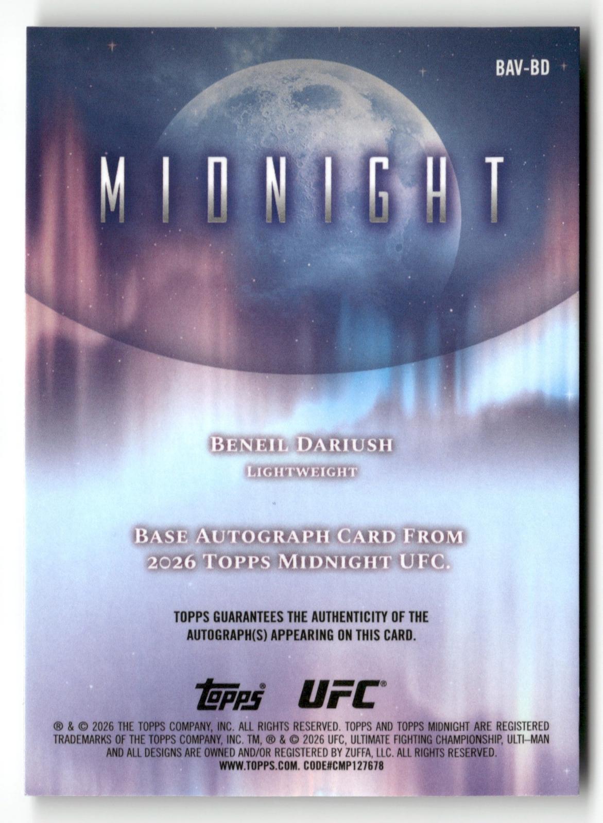 2026 Topps Midnight BAV-BD Baneil Dariush Auto /99