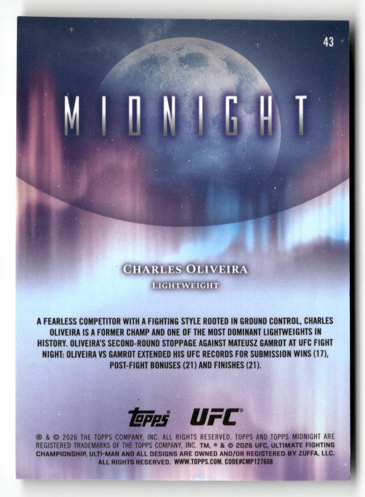 2026 Topps Midnight UFC #43 Charles Oliveira Twilight. #/99
