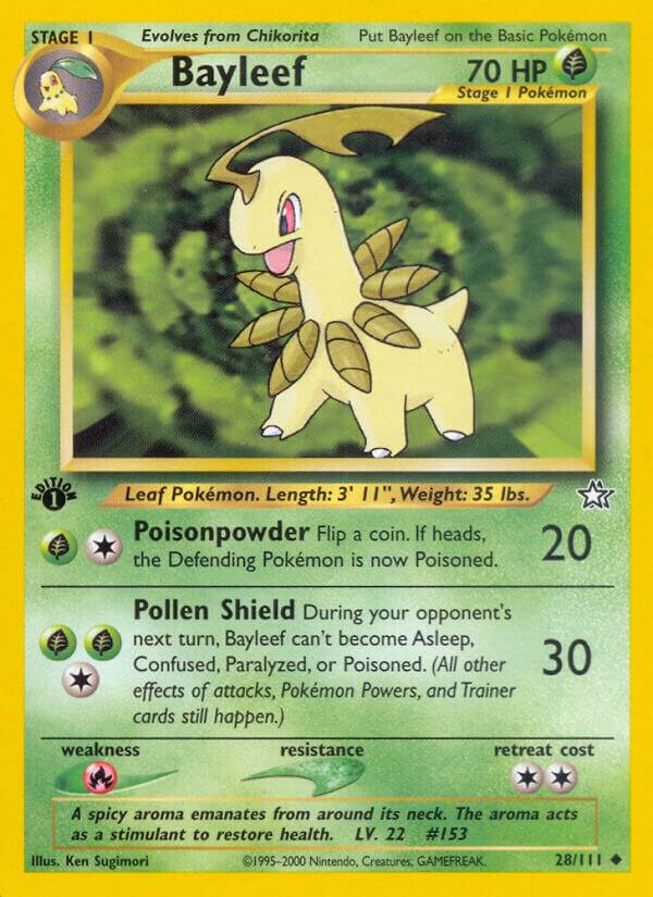 2000 Pokemon Neo Genesis 028/111 Bayleef 1st Edition 