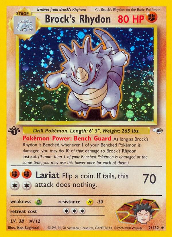 2000 Pokemon Gym Heroes 002/132 Brock's Rhydon Holo Rare