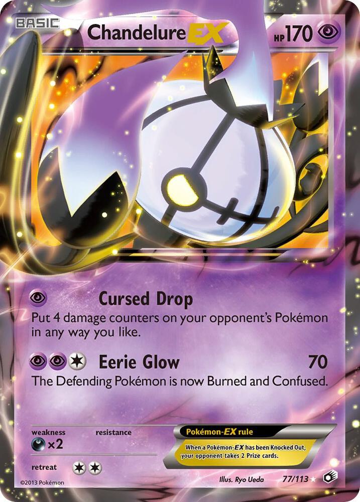 2013 Pokemon Legendary Treasures 77/113 Chandelure EX Ultra Rare LP