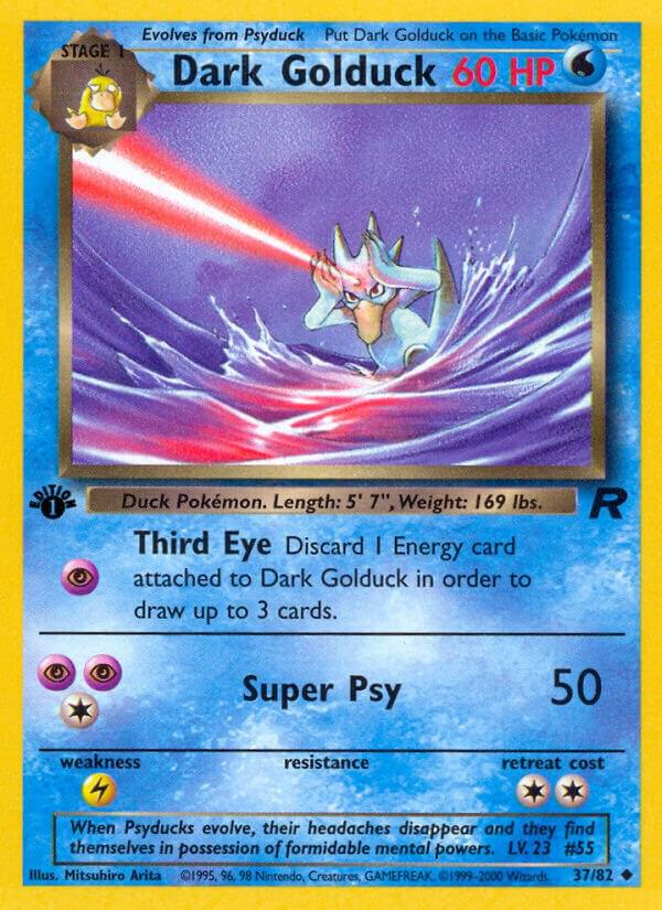 2000 Pokemon Team Rocket 37/82 Dark Golduck Uncommon NH 1st Edition