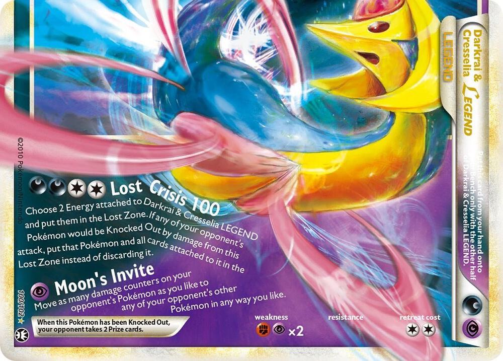 2010 Pokemon Triumphant 100/102 Darkrai & Cresselia Legend (Bottom) Ultra Rare