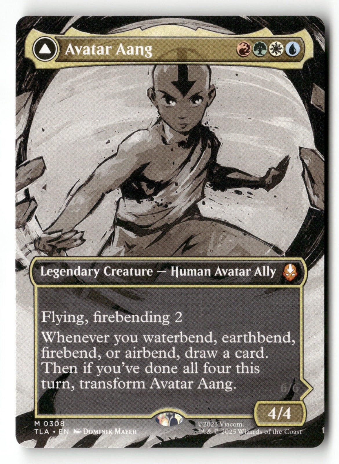 MTG Avatar: The Last Airbender 308 Avatar Aang (Borderless) M Foil (Back)
