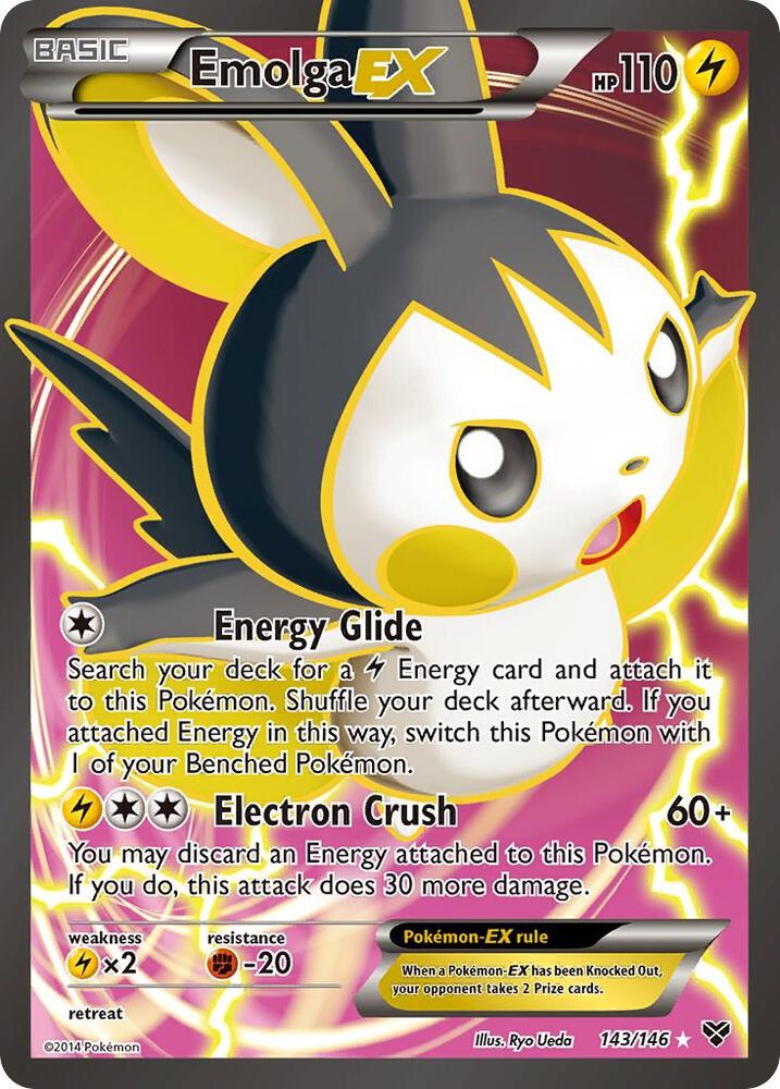 2014 Pokemon XY Base Set 143/146 Emolga EX Full Art Ultra Rare
