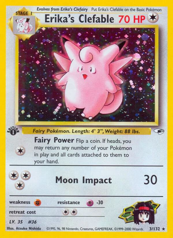 2000 Pokemon Gym Heroes 003/132 Erika's Clefable Holo Rare
