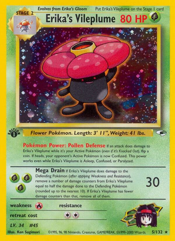 2000 Pokemon Gym Heroes 005/132 Erika's Vileplume Holo Rare