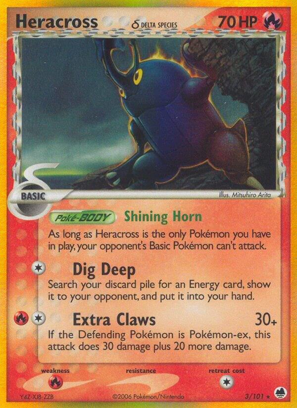 2006 Pokemon Dragon Frontiers 3/101 Heracross (Delta Species) Holo Rare LP