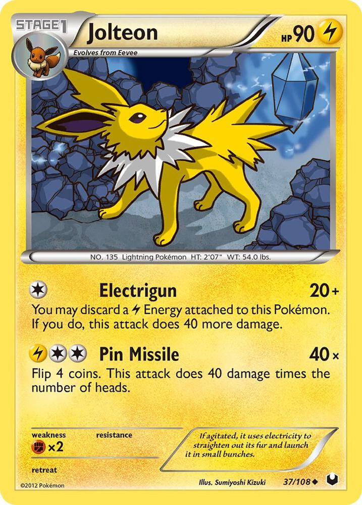 2012 Pokemon Dark Explorers 37/108 Jolteon Uncommon Non Holo *LP*