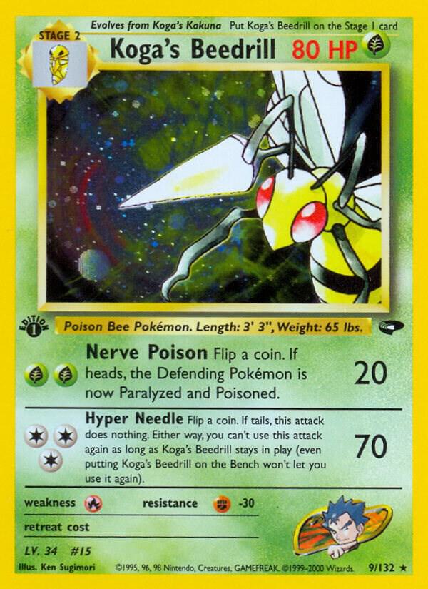 2000 Pokemon Gym Challenge 009/132 Koga's Beedrill Holo Rare