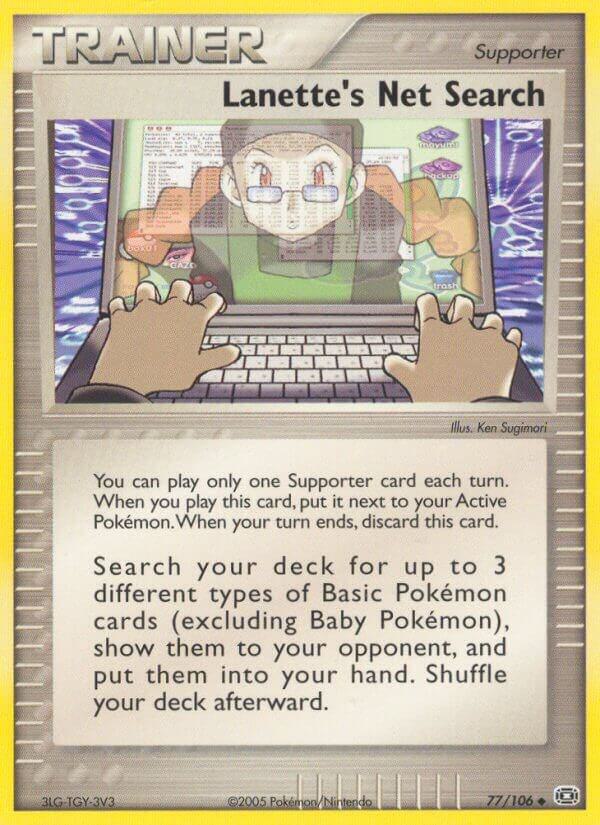 2005 Pokemon Emerald 77/106 Lanette's Net Search Reverse Foil Stamped DMG