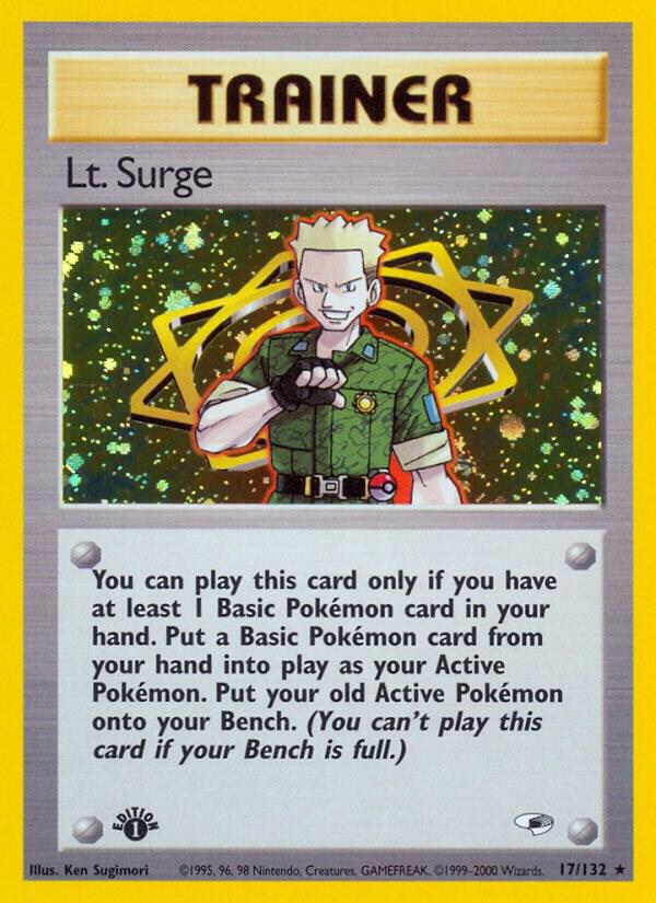 2000 Pokemon Gym Heroes 017/132 Lt. Surge (17) Holo Rare