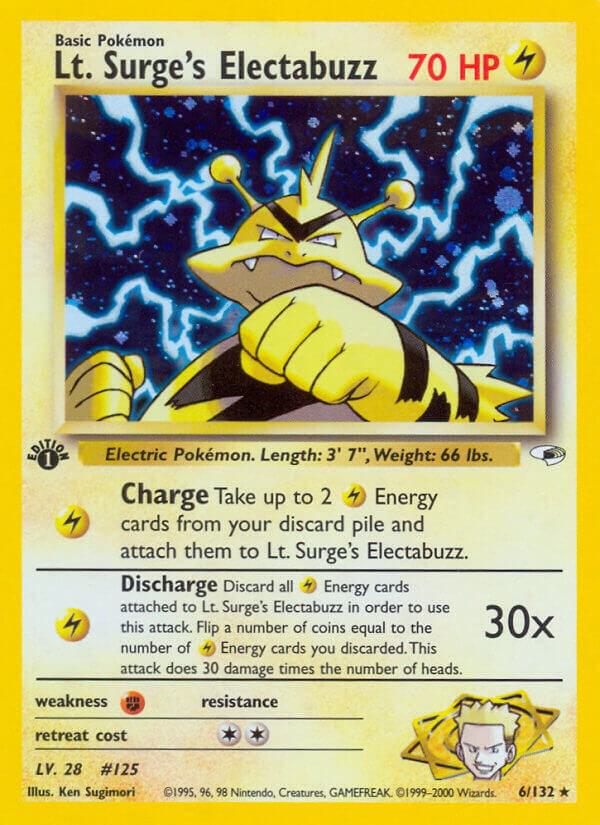 2000 Pokemon Gym Heroes 006/132 Lt. Surge's Electabuzz (6) Holo Rare