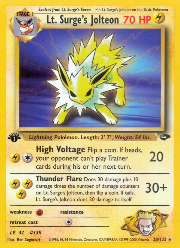 2000 Pokemon Gym Challenge 028/132 Lt. Surge's Jolteon Rare