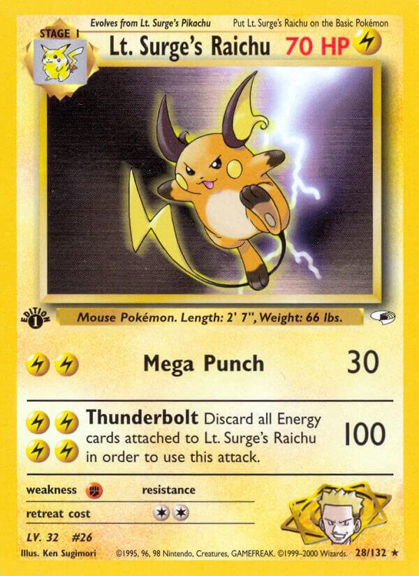 2000 Pokemon Gym Heroes 028/132 Lt. Surge's Raichu Rare