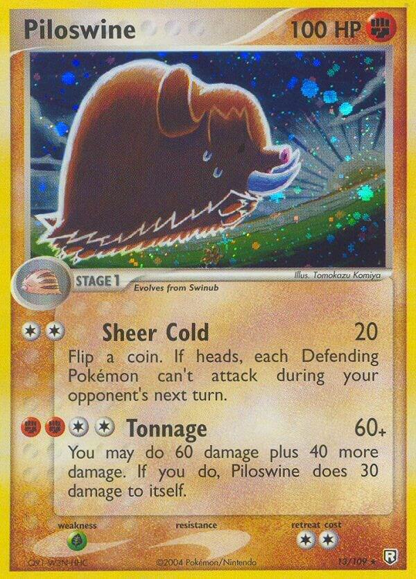 2004 Pokemon Team Rocket Returns 13/109 Piloswine Holo Rare *DMG*