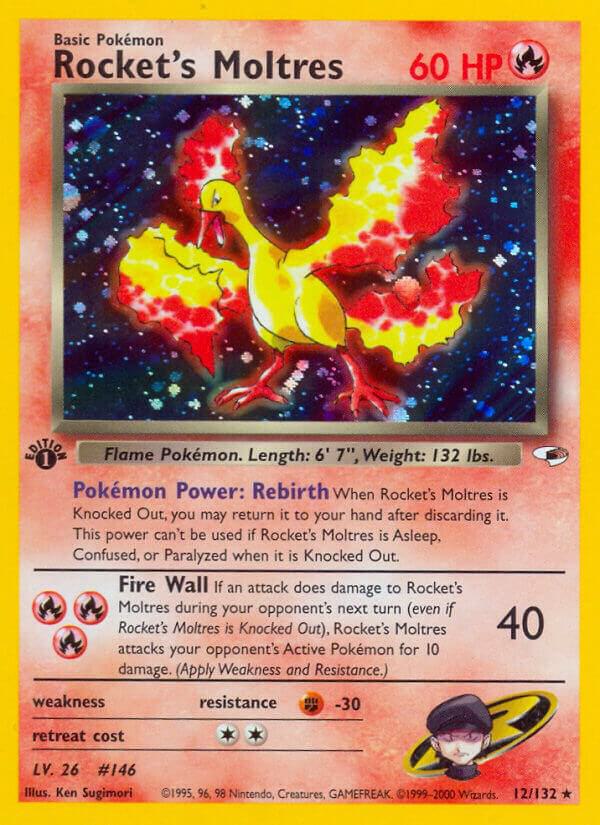 2000 Pokemon Gym Heroes 012/132 Rocket's Moltres Holo Rare