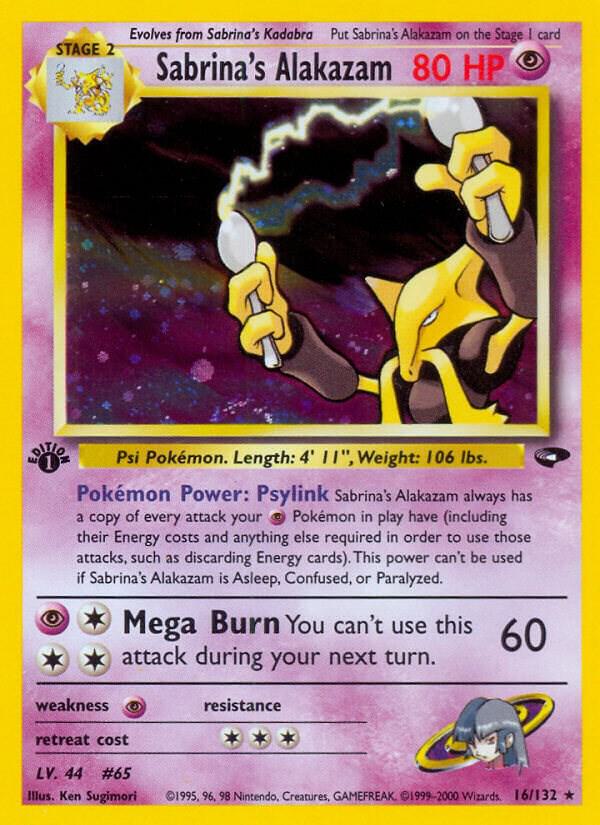 2000 Pokemon Gym Challenge 016/132 Sabrina's Alakazam Holo Rare