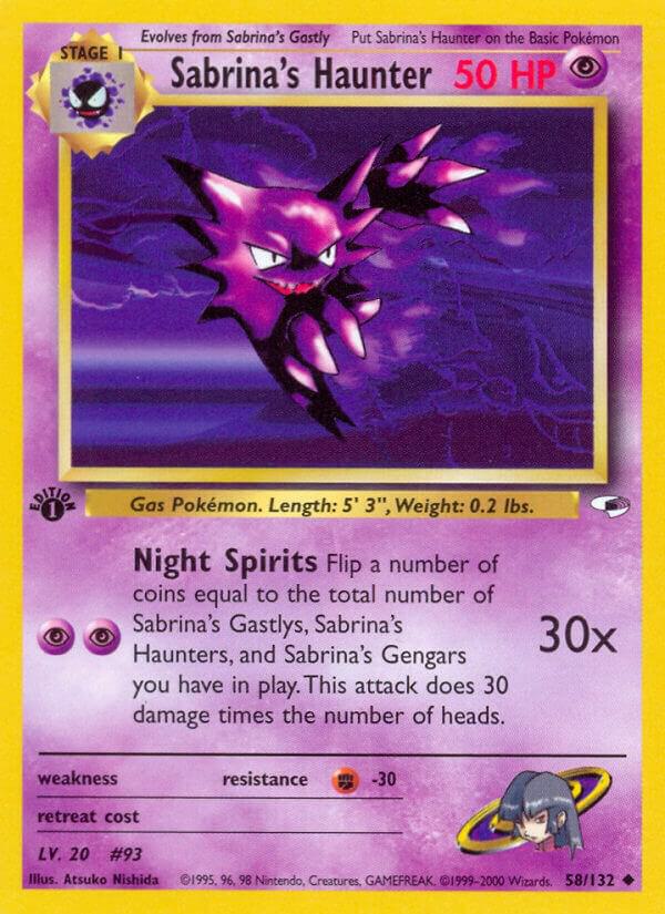2000 Pokemon Gym Heroes 058/132 Sabrina's Haunter Uncommon 1st Edition HP