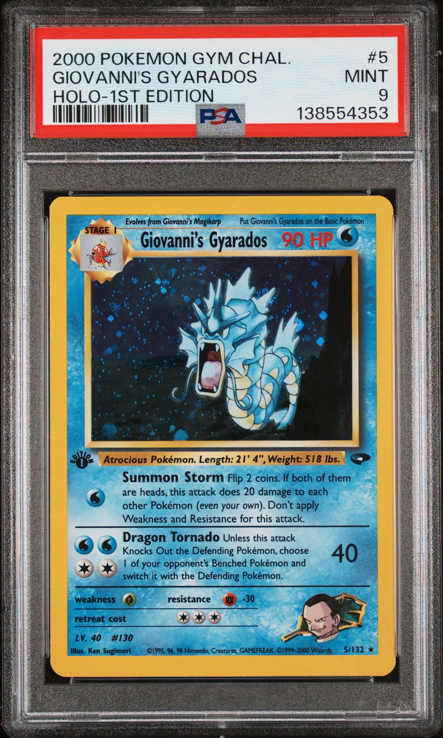 2000 Pokemon Pokemon Gym Challenge 5/132 Giovanni'S Gyarados Holo PSA 9